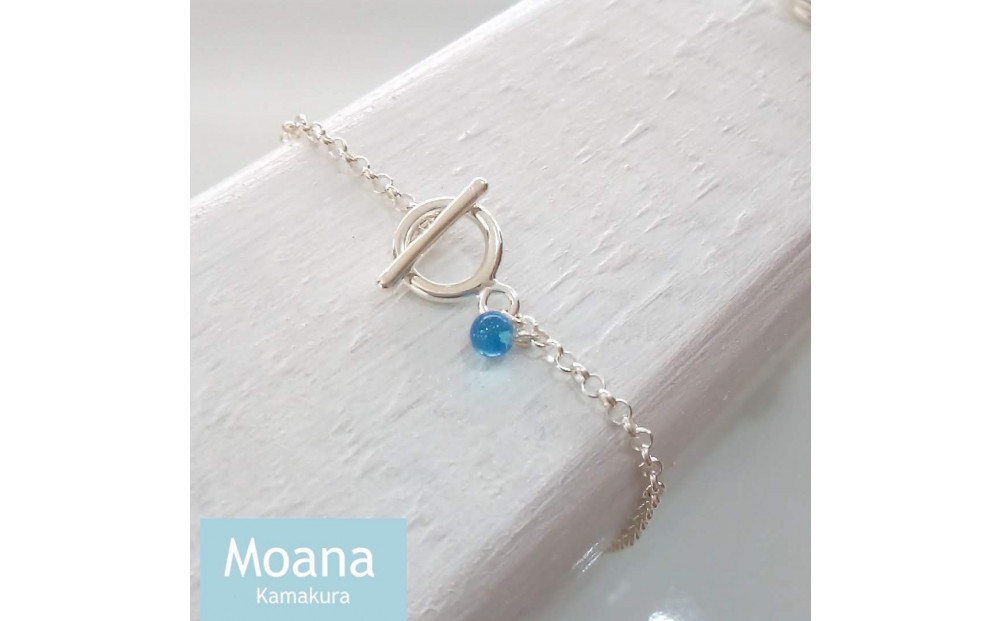 【Crystal Aqua Blue】シンプルボールブレスレット