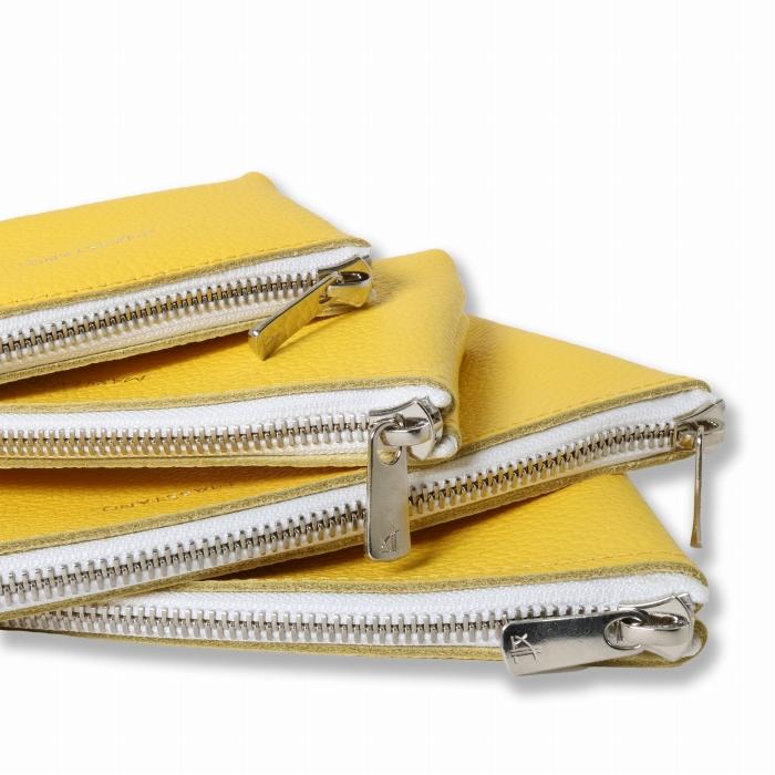 MASSTARD -MINIMAL LEATHER POUCH LARGE-YELLOW