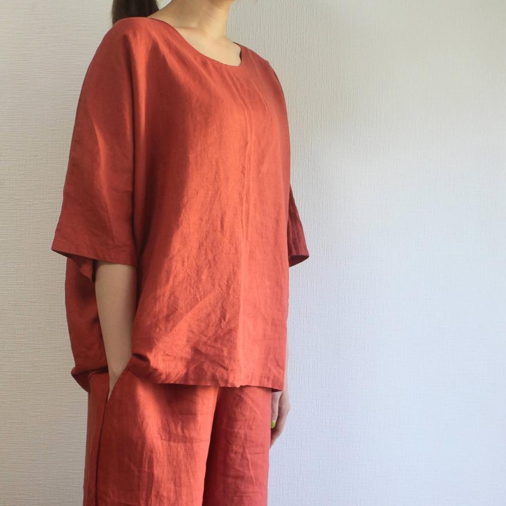 北鎌倉のアトリエよりお届け　フレンチリネンドルマンブラウス