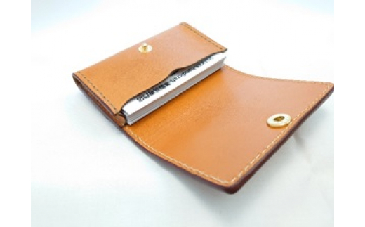 【SNAKER-handicraft】本革栃木レザー使用 名刺入れ　SNAKERオリジナルホック付　キャメル