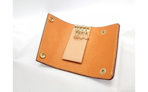 【SNAKER-handicraft】本革栃木レザー使用 4連キーケース　SNAKERオリジナルホック付　キャメル