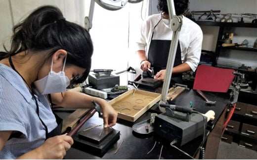 彫金 テクスチャーバングル 制作 体験 コース 1名 初心者 K14GF SILVER シルバー 湘南 江の島