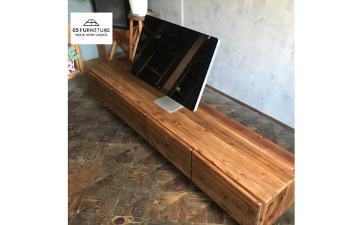 TV台 180×35cm 引き出しタイプ 台 テレビ台 収納 棚 たな タナ tana 手仕上げ 木目 送り物 プレゼント オリジナル リビング ハンドメイド 贈り物 1点物 国産 杉材 無垢材 木目 便利 レトロ おしゃれ インテリア 85ファニチャー神奈川 湘南 藤沢