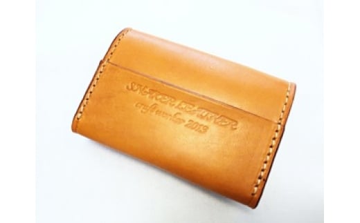 【SNAKER-handicraft】本革栃木レザー使用 名刺入れ　SNAKERオリジナルホック付　キャメル