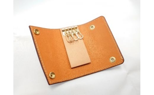 【SNAKER-handicraft】本革栃木レザー使用 4連キーケース　SNAKERオリジナルホック付　キャメル