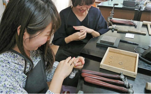 彫金 テクスチャーリング 制作 体験 コース 1名 初心者 K14GF SILVER 指輪 シルバー 湘南 江の島