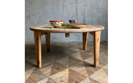 ちゃぶ台 直径72cm 癒やし 無垢材 ダイニング インテリア 木製 ハンドメイド 家具 カグ かぐ テーブル てーぶる デスク 机 おしゃれ かわいい 杉 ビンテージ 椅子 日用品 リビング キッチン 市場家具 いちば イチバ 85ファニチャー 国産 神奈川 湘南 藤沢