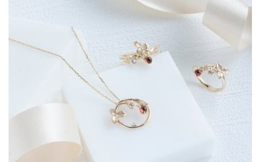 K10 Strawberry ガーネット トパーズ Ring レディース ジュエリー アクセサリー【4号～13号】指輪 ゆびわ リング りんぐ イエローゴールド がーねっと シンプル 一点もの おしゃれ かわいい プレゼント ギフト SERENDIPJEWEL 株式会社菜畑 神奈川 湘南 藤沢