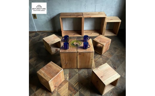 家具 ボックス フルセット (L2個 M3個 S4個) 収納 ぼっくす 棚 たな タナ 無垢素材 無垢材 ダイニング インテリア 木製 ハンドメイド カグ かぐ 杉 ビンテージ 椅子 日用品 リビング キッチン 市場家具 いちば イチバ 85ファニチャー 国産 神奈川 湘南 藤沢