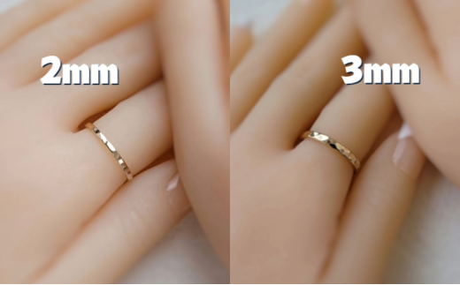 アクセサリー K14GF 槌目リング 3ミリ幅 選べるサイズ 指輪  ジュエリー K14 ゴールドフィルド リング レディース メンズ ペア シンプル 一点もの 華奢リング ペアリング ピンキーリング かわいい おしゃれ プレゼント ギフト 20000円 贈り物 FABBRICA OSAWA 神奈川 湘南 藤沢