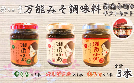 湘南の味処 たか亭 秘伝の万能みそ調味料 湘南小町 ギフトセット「オリジナル」1本 「辛くち」1本「肉みそ」1本 神奈川 湘南 藤沢