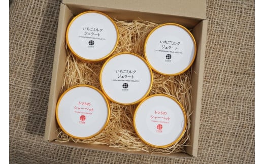 いちご＆トマトのアイス 5個 セット イチゴ ミルク ジェラート シャーベット 