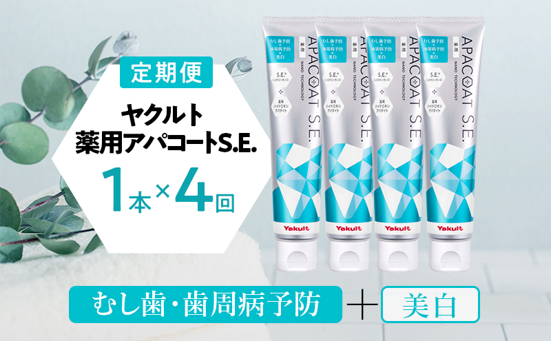 [定期便 4回 隔月]ヤクルト 薬用アパコートS.E. 歯磨き 歯磨き粉 薬用歯磨き粉 アパコート S.E. 予防 口臭 歯肉炎 歯槽膿漏 虫歯 歯 再石灰化 デンタルケア 歯みがき はみがき 定期便