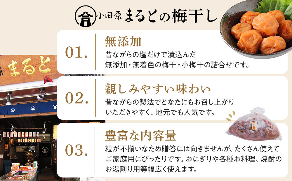 昔ながらの塩だけで漬込んだ無添加・無着色の梅干1.6kg【梅干 梅干し ウメボシ うめぼし 梅干 梅 ウメ お家用 家庭用 国産 無添加 無着色 神奈川県 小田原市 】