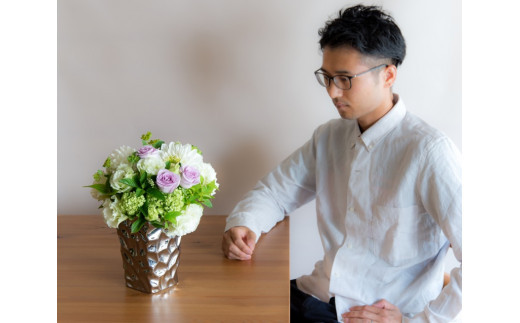 アレンジメント Sサイズ_ホワイト/グリーン系