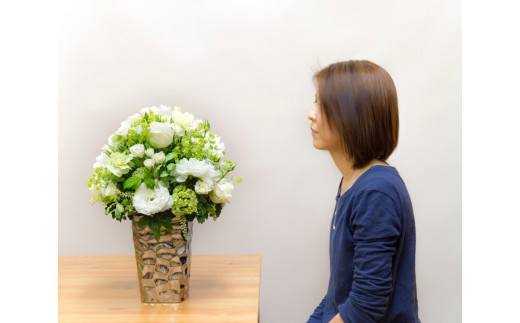 アレンジメント Mサイズ_ホワイト/グリーン系