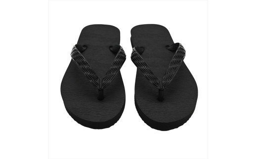 海にかえる生分解性の国産ビーチサンダル「SIX LINE」☆小田原城型フローティングキーホルダー付き ソール：ブラック×鼻緒：ブラック・27cm【高島屋選定品】