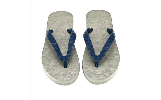 海にかえる生分解性の国産ビーチサンダル「SIX LINE」☆小田原城型フローティングキーホルダー付き ソール：グレー×鼻緒：ネイビー・24cm【高島屋選定品】