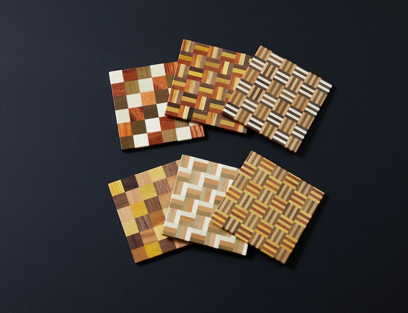 【箱根寄木細工　無垢四角コースター6枚セット　】市松　3積層　5積層　各種2枚6枚セット【 コースター 神奈川県 小田原市 】