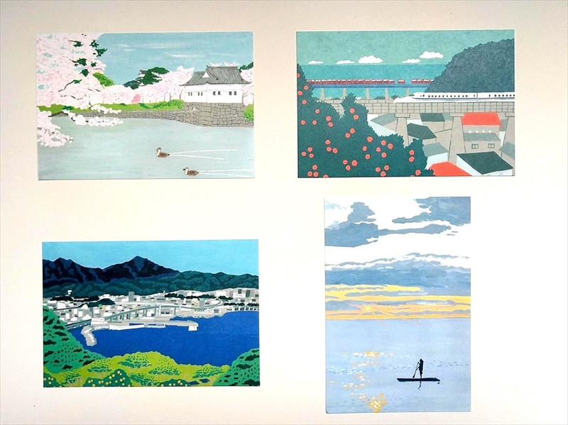 ポストカード８枚セット【絵はがきセット 小田原 100x148mm 風景絵はがき 8枚セット 風景 やわらかい やわらか描写 アート作品 屋内装飾 神奈川県 小田原市 】
