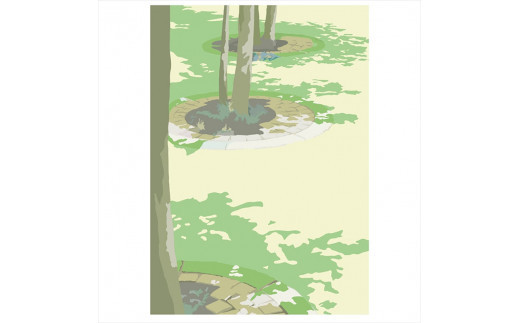 【日曜日の朝に】直筆サイン入り　額付きジークレープリント　小田原にある景色　心象風景　片田舎の風景　子供の頃に見た風景　海　空　山