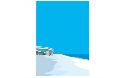 【寝転がってみた風景】直筆サイン入り　額付きジークレープリント　小田原にある景色　心象風景　片田舎の風景　子供の頃に見た風景　海　空　山