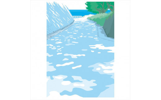 【７回目の夏】直筆サイン入り　額付きジークレープリント　小田原にある景色　心象風景　片田舎の風景　子供の頃に見た風景　海　空　山