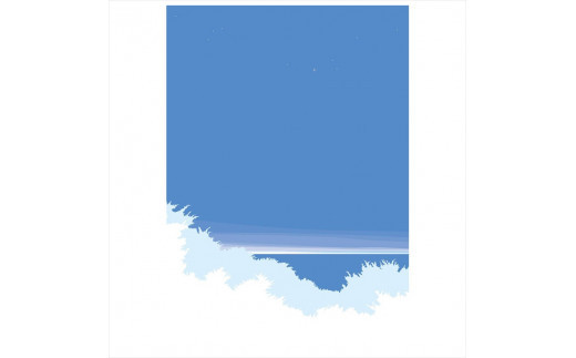 【明日もこの場所で】直筆サイン入り　額付きジークレープリント　小田原にある景色　心象風景　片田舎の風景　子供の頃に見た風景　海　空　山