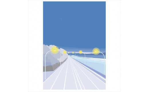 【ある夏の日の決意】直筆サイン入り　額付きジークレープリント　小田原にある景色　心象風景　片田舎の風景　子供の頃に見た風景　海　空　山