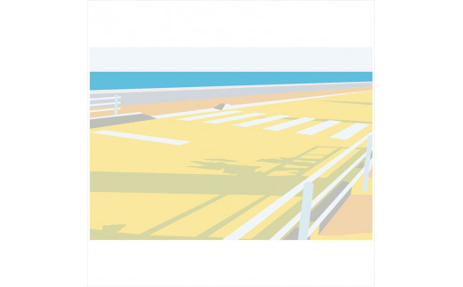 【交差点で君を】直筆サイン入り　額付きジークレープリント　小田原にある景色　心象風景　片田舎の風景　子供の頃に見た風景　海　空　山