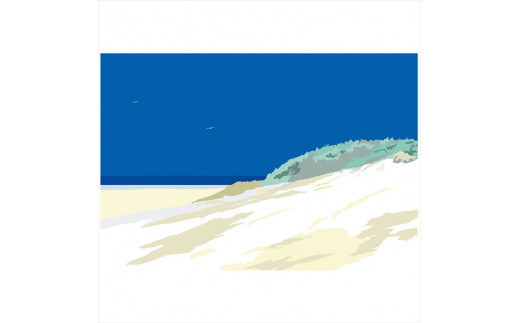 【彼女のバッグと初めての街】直筆サイン入り　額付きジークレープリント　小田原にある景色　心象風景　片田舎の風景　子供の頃に見た風景　海　空　山