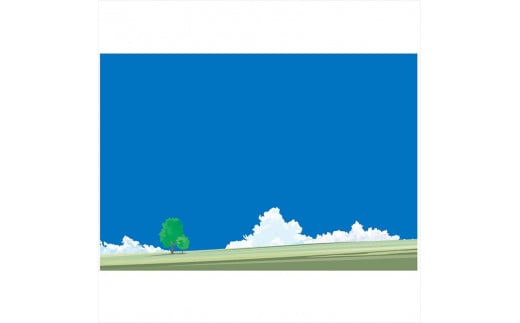 【彼女の想いで】直筆サイン入り　額付きジークレープリント　小田原にある景色　心象風景　片田舎の風景　子供の頃に見た風景　海　空　山