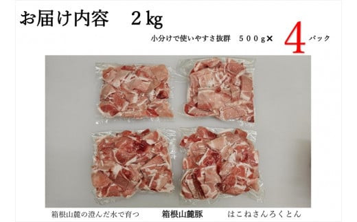 【定期便12ヵ月】箱根山麓豚　モモ・ウデ切り落とし２K盛り(500ｇ×４パック)【 箱根山麓豚 切り落とし 神奈川県 小田原市 】