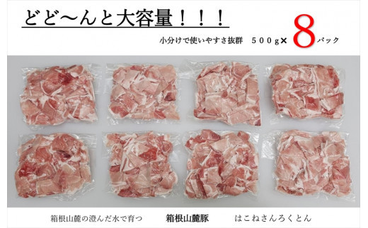 【定期便12ヵ月】箱根山麓豚　モモ・ウデ切り落とし４K盛り(500ｇ×８パック)【 箱根山麓豚 切り落とし 神奈川県 小田原市 】
