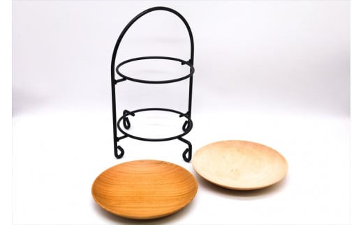 めいめい皿とスタンドセット　桜/楓【木 雑貨 食器 ティータイム プレゼント アクセサリースタンド 日本製 神奈川県小田原市】