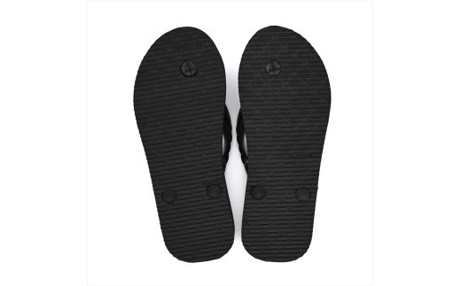 海にかえる生分解性の国産ビーチサンダル「SIX LINE」☆小田原城型フローティングキーホルダー付き ソール：ブラック×鼻緒：ブラック・25cm【高島屋選定品】