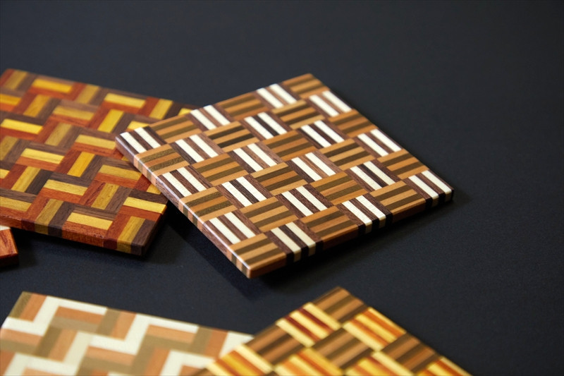 【箱根寄木細工　無垢四角コースター6枚セット　】市松　3積層　5積層　各種2枚6枚セット【 コースター 神奈川県 小田原市 】