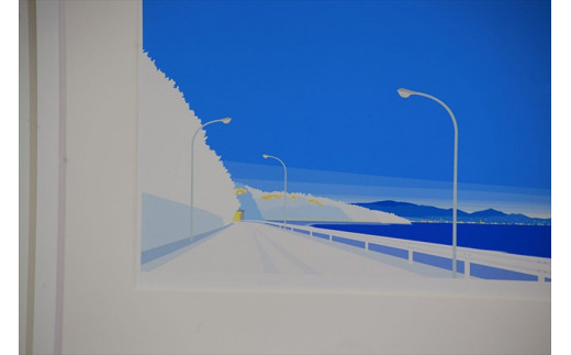 【瞬き】小説付き　直筆サイン入り　額付きジークレープリント　小田原にある景色　心象風景　片田舎の風景　子供の頃に見た風景　海　空　山