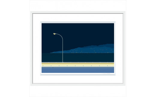 【幸福の孤独と、夜の瞼】小説付き　直筆サイン入り　額付きジークレープリント　小田原にある景色　心象風景　片田舎の風景　子供の頃に見た風景　海　空　山