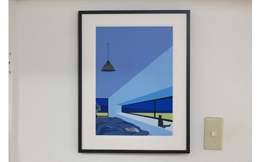 オリジナル風景画　オーダー制作　額装付きジクレープリント　小田原にある景色　心象風景　片田舎の風景　子供の頃に見た風景　海　空　山