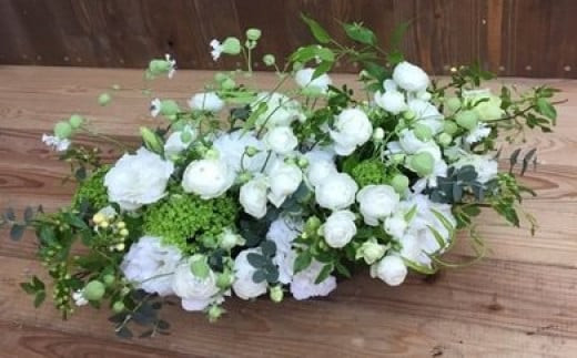 アレンジメント Mサイズ_ホワイト/グリーン系