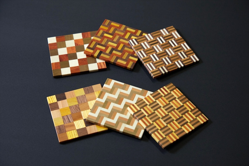 【箱根寄木細工　無垢四角コースター6枚セット　】市松　3積層　5積層　各種2枚6枚セット【 コースター 神奈川県 小田原市 】