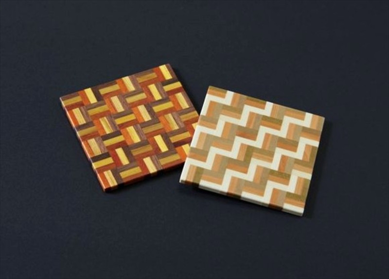 【箱根寄木細工　無垢四角コースター2枚セット　3積層】【 コースター 神奈川県 小田原市 】