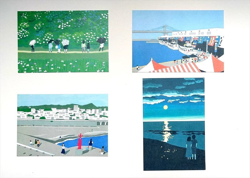 ポストカード８枚セット【絵はがきセット 小田原 100x148mm 風景絵はがき 8枚セット 風景 やわらかい やわらか描写 アート作品 屋内装飾 神奈川県 小田原市 】