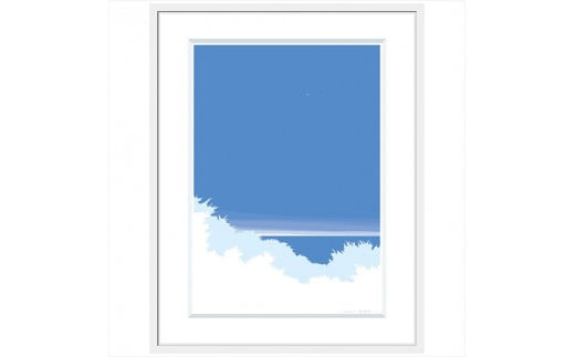 【明日もこの場所で】直筆サイン入り　額付きジークレープリント　小田原にある景色　心象風景　片田舎の風景　子供の頃に見た風景　海　空　山