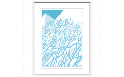 【ある青い晴天の日の出来事】直筆サイン入り　額付きジークレープリント　小田原にある景色　心象風景　片田舎の風景　子供の頃に見た風景　海　空　山