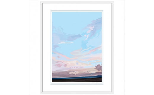 【さようなら、ありがとう】直筆サイン入り　額付きジークレープリント　小田原にある景色　心象風景　片田舎の風景　子供の頃に見た風景　海　空　山