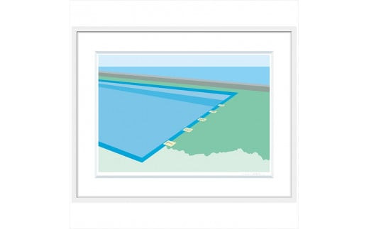 【お家に帰ろう】直筆サイン入り　額付きジークレープリント　小田原にある景色　心象風景　片田舎の風景　子供の頃に見た風景　海　空　山