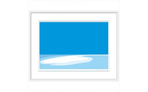 【戻らない時間】直筆サイン入り　額付きジークレープリント　小田原にある景色　心象風景　片田舎の風景　子供の頃に見た風景　海　空　山