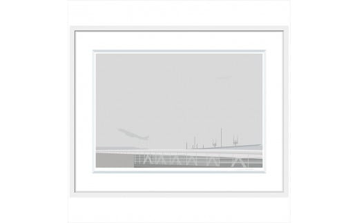 【灰色の温かい風景】直筆サイン入り　額付きジークレープリント　小田原にある景色　心象風景　片田舎の風景　子供の頃に見た風景　海　空　山